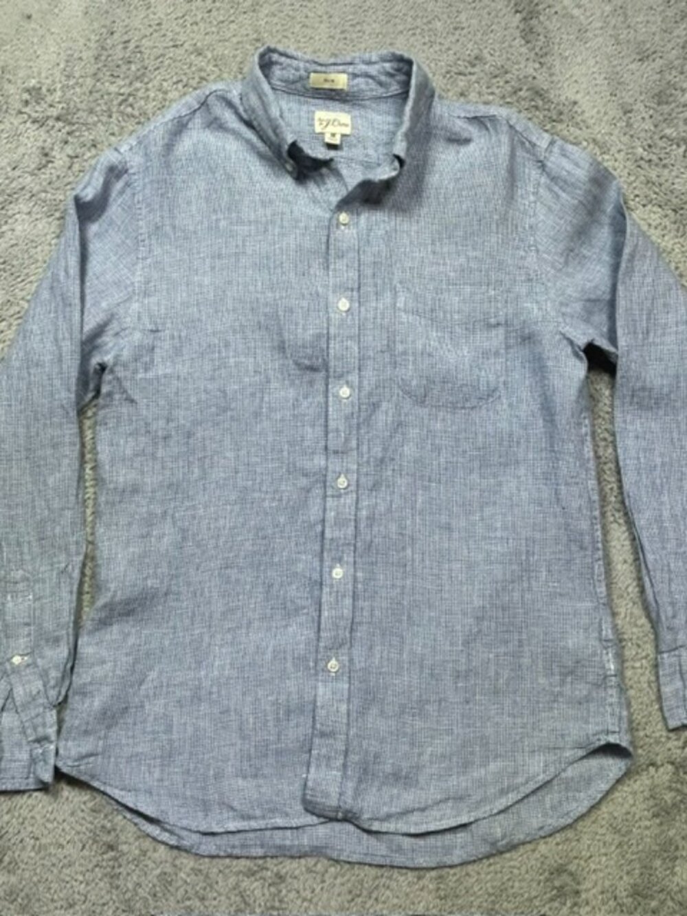 J.Crew Shirt Mens M Blue Baird McNutt Irish Linen Slim Fit Preppy Button Down